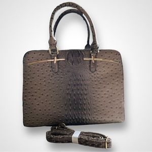 DASEIN Khaki Vegan Leather Embossed Pattern Two Tone Large Handbag NWOT‎